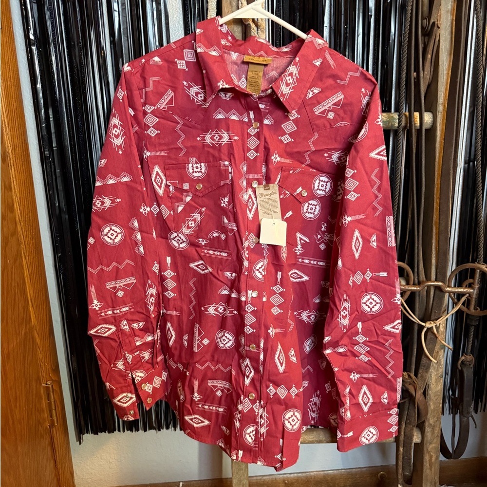 Wrangler Red Geometric Men's Shirt